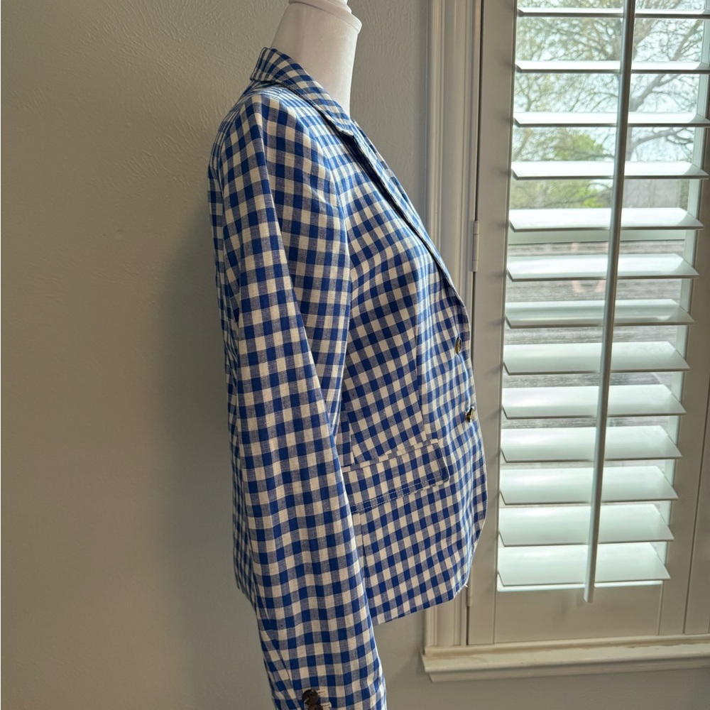 J. Crew Blue and White Gingham Blazer - Picture 2 of 11